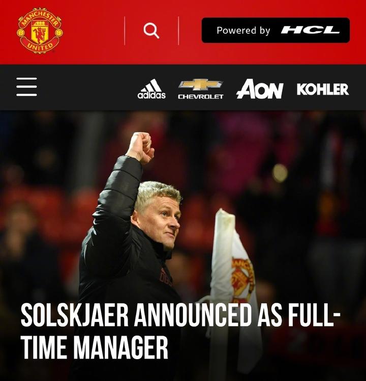 曼联官宣：索尔斯克亚正式成为球队主教练